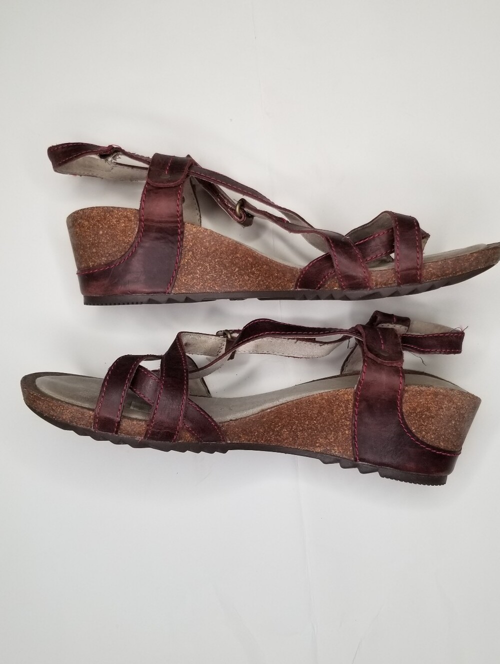 Merrell Revalli Aura Wedge Sandal Burgundy Leather Women's Size 8 Comfort Cork